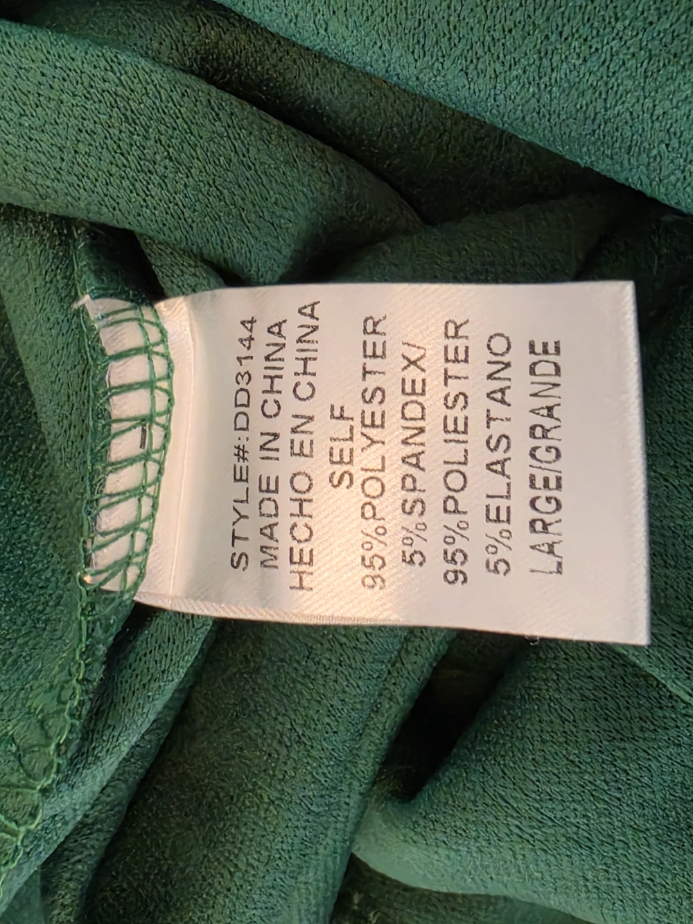 NWT Lilly's Kloset One-Shoulder Wide Leg Green Jumpsuit Tie Waist Womens Large - Picture 11 of 11